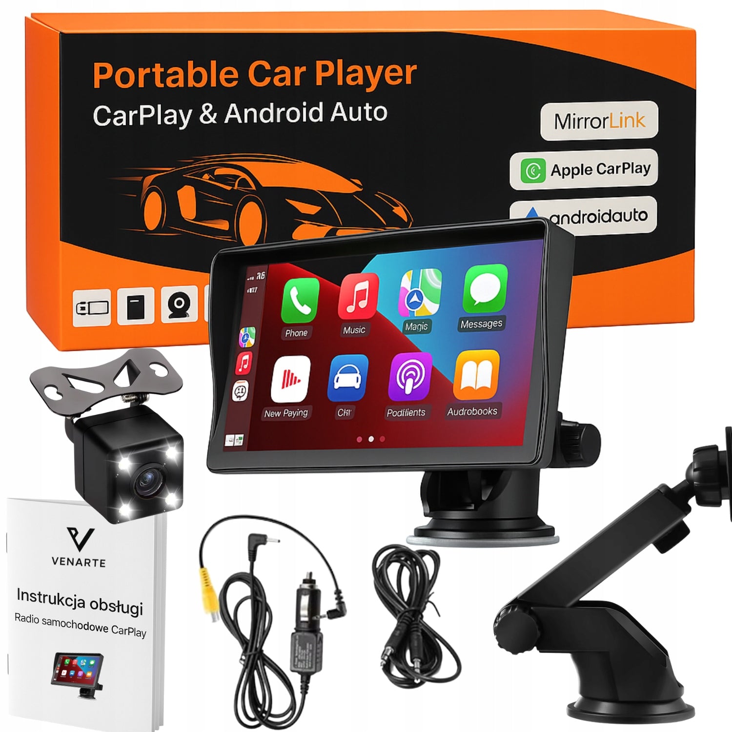Car Radio 7" CarPlay Android Auto Wireless FM BT AUX + Camera