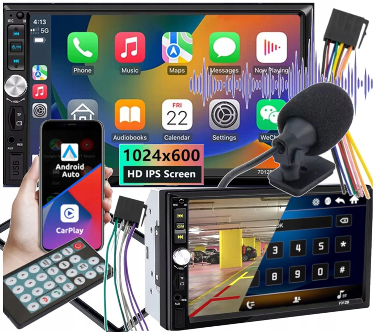 Car Radio BLUETOOTH Android Auto 2 DIN 7 Cali USB AUX SD Microphone
