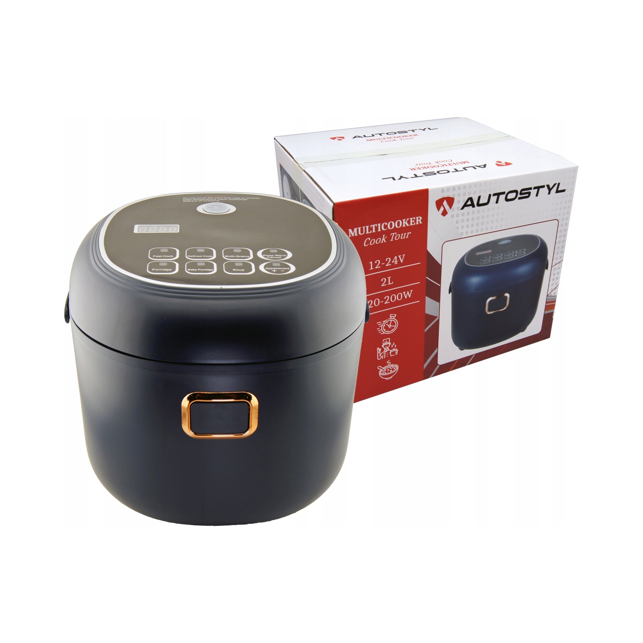 Car Rice Cooker 2l Multicooker 12V 24V TIR BUS LCD Timer AUTOSTYLE