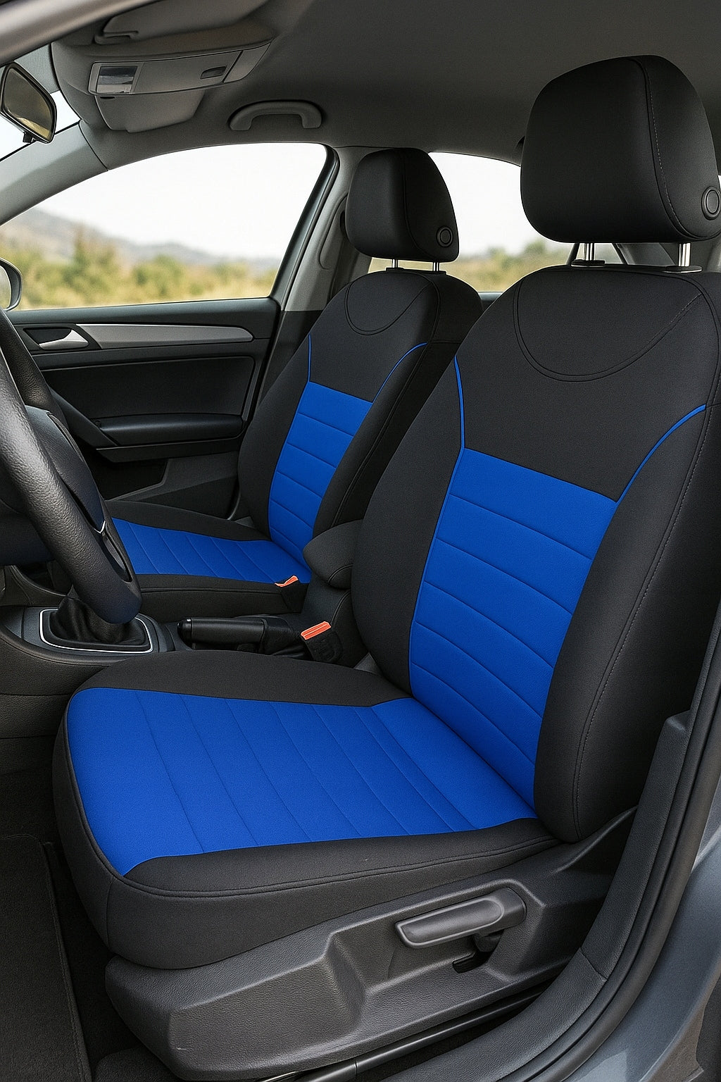 Car Seat Covers Universal T-Shirts Black Blue 2pcs Packaging status original