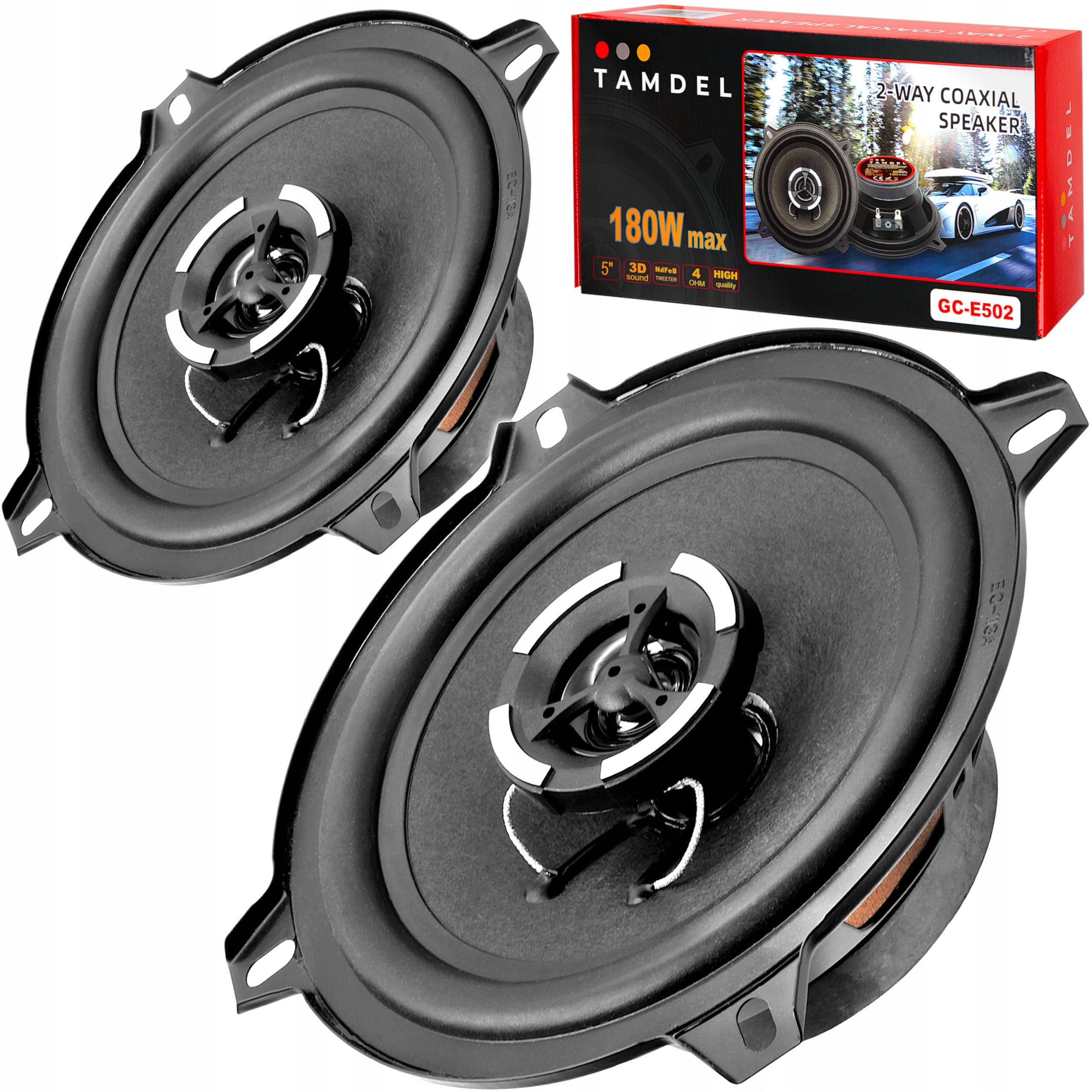 Car Speakers 130mm TAMDEL GC-E502 180W 2-Way Coaxial