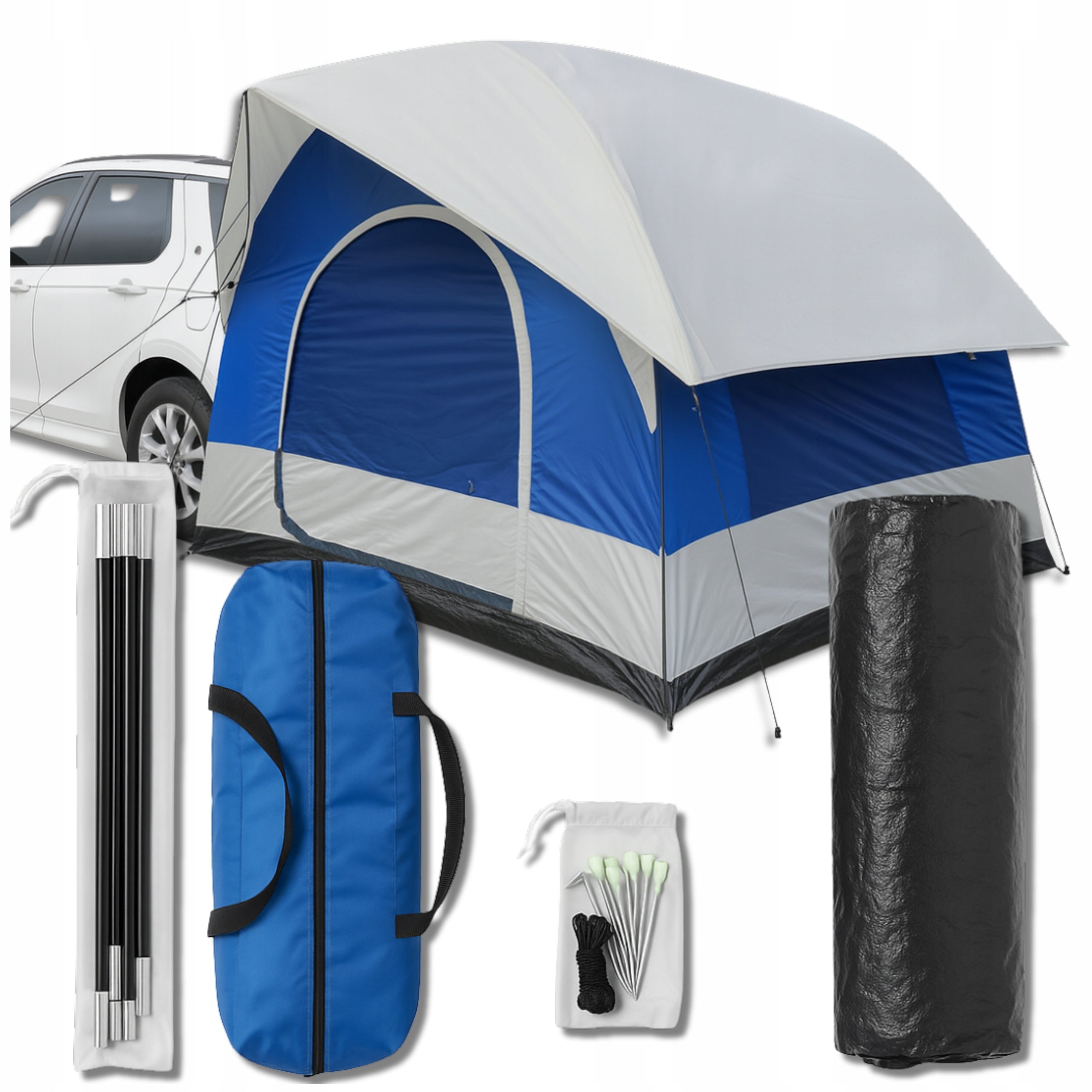Car Trunk Tent Blue Tourist 4 Person Expedition Packaging status original
