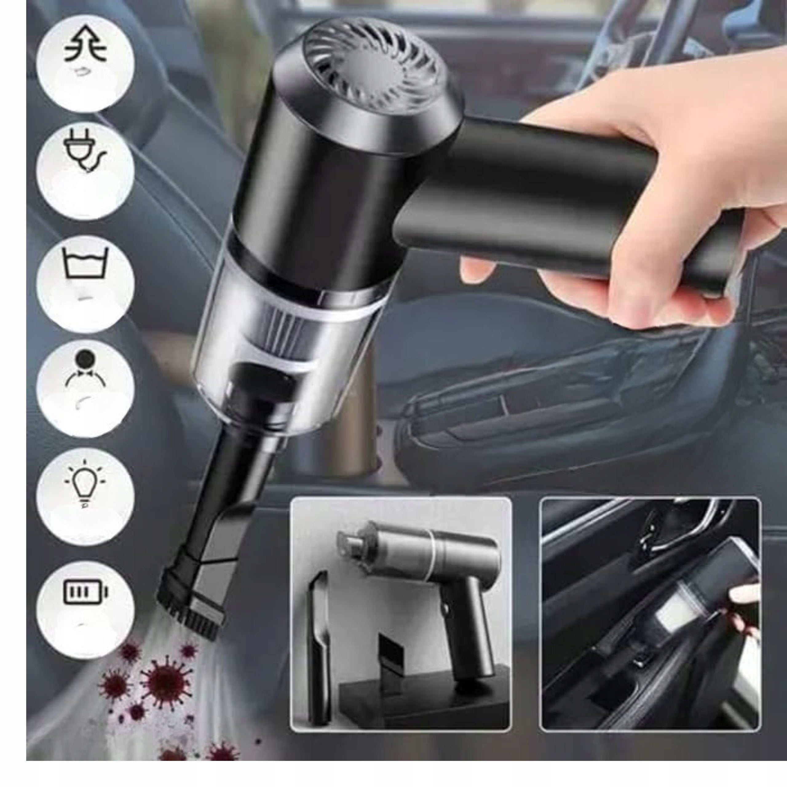 Car Vacuum Cleaner Blower Mini 3in1 Powerful 9000PA USB Rechargeable HD Packaging status original