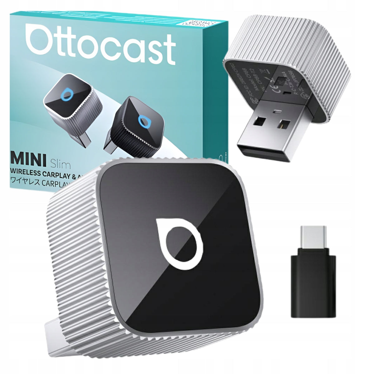 Car adapter Ottocast CA88-T2 Mini Cube CarPlay Bluetooth silver