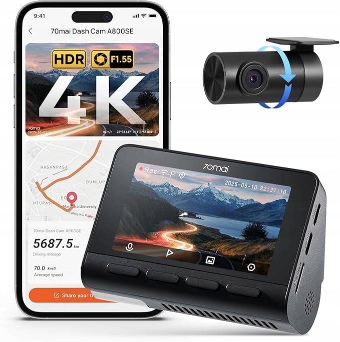 Car camera 70mai Dash A800SE 4K + rear camera RC 22