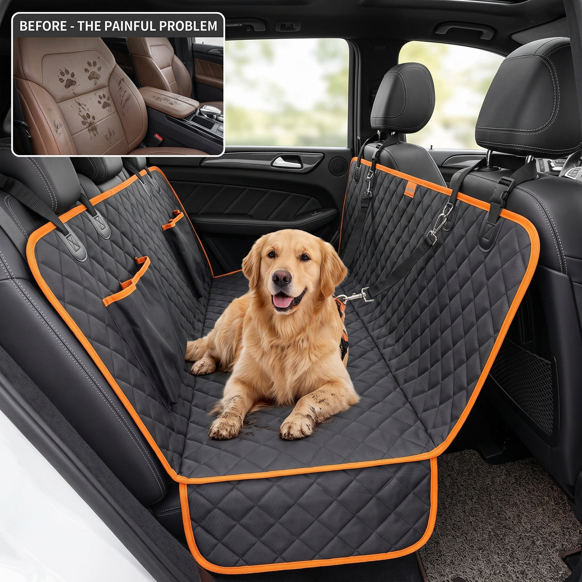 Car mat for dog, set with belts, seat protection, SUV Manufacturer code ligu