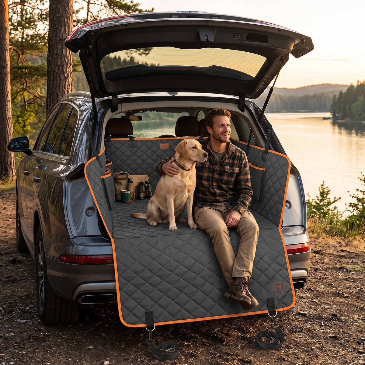 Car mat for dog, set with belts, seat protection, SUV Packaging status original