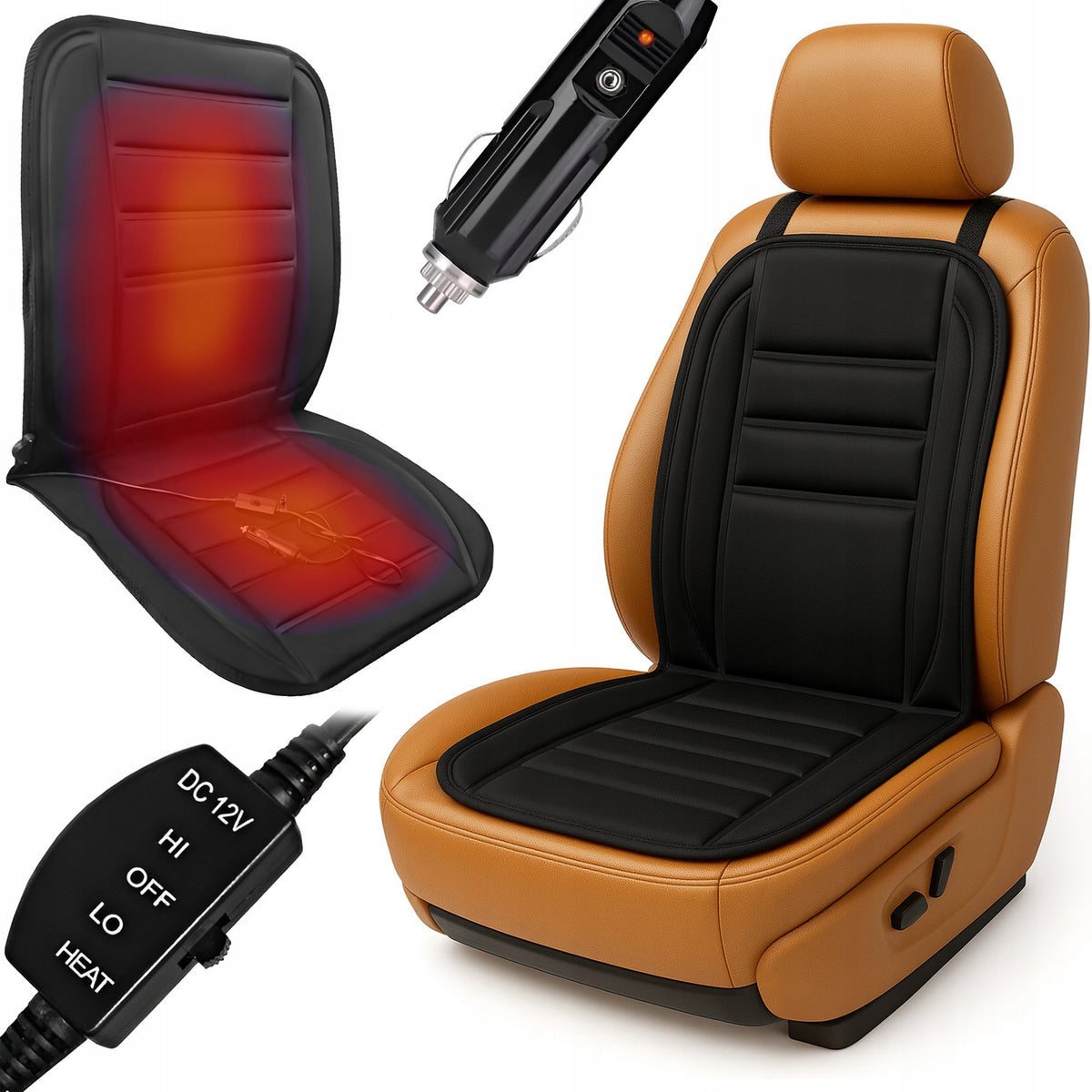 Car mat heated heating for seat socket 12V adjustment LO HI