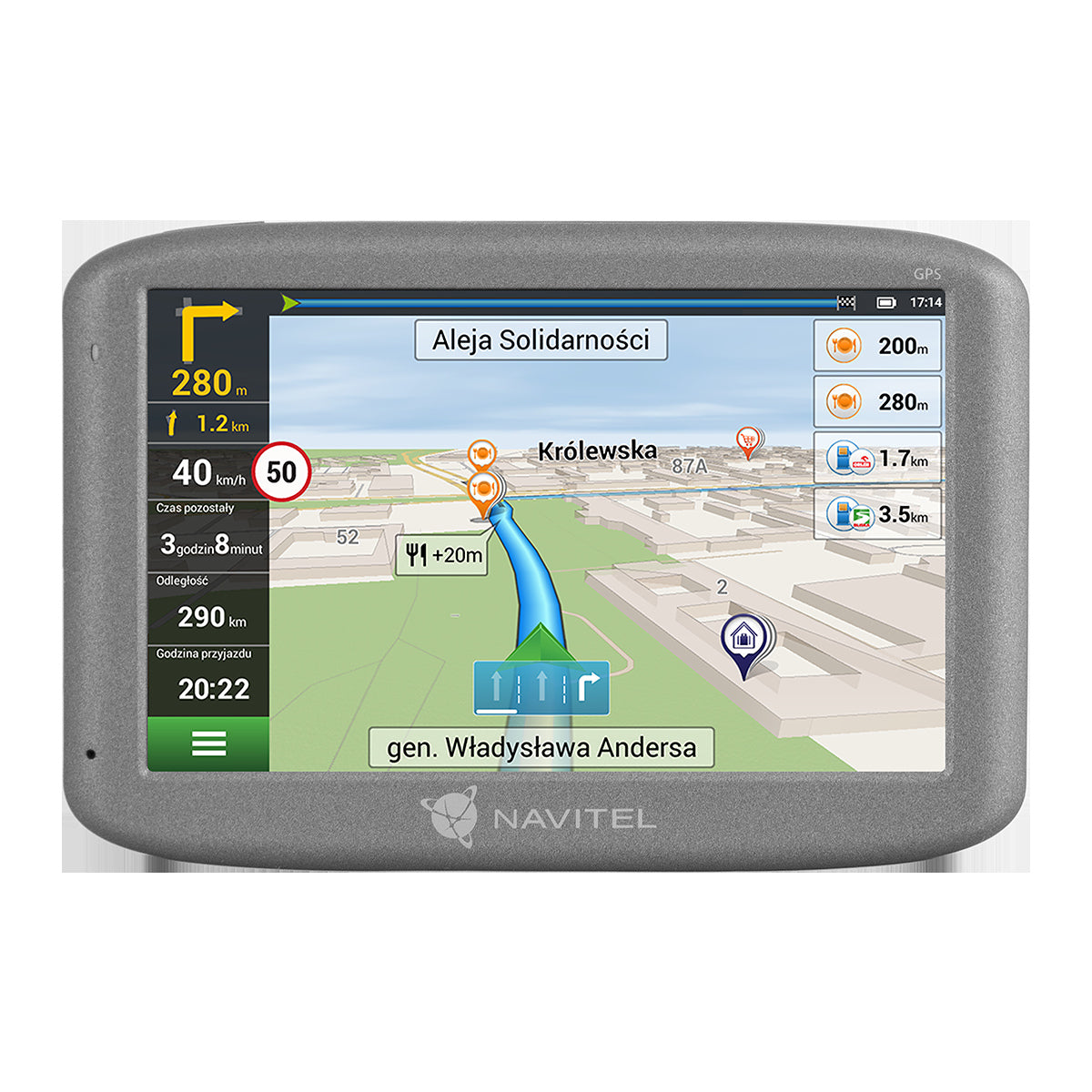 Car navigation NAVITEL E501 5" Maps of Europe 47 countries Belt assistant Manufacturer code 8594181744218