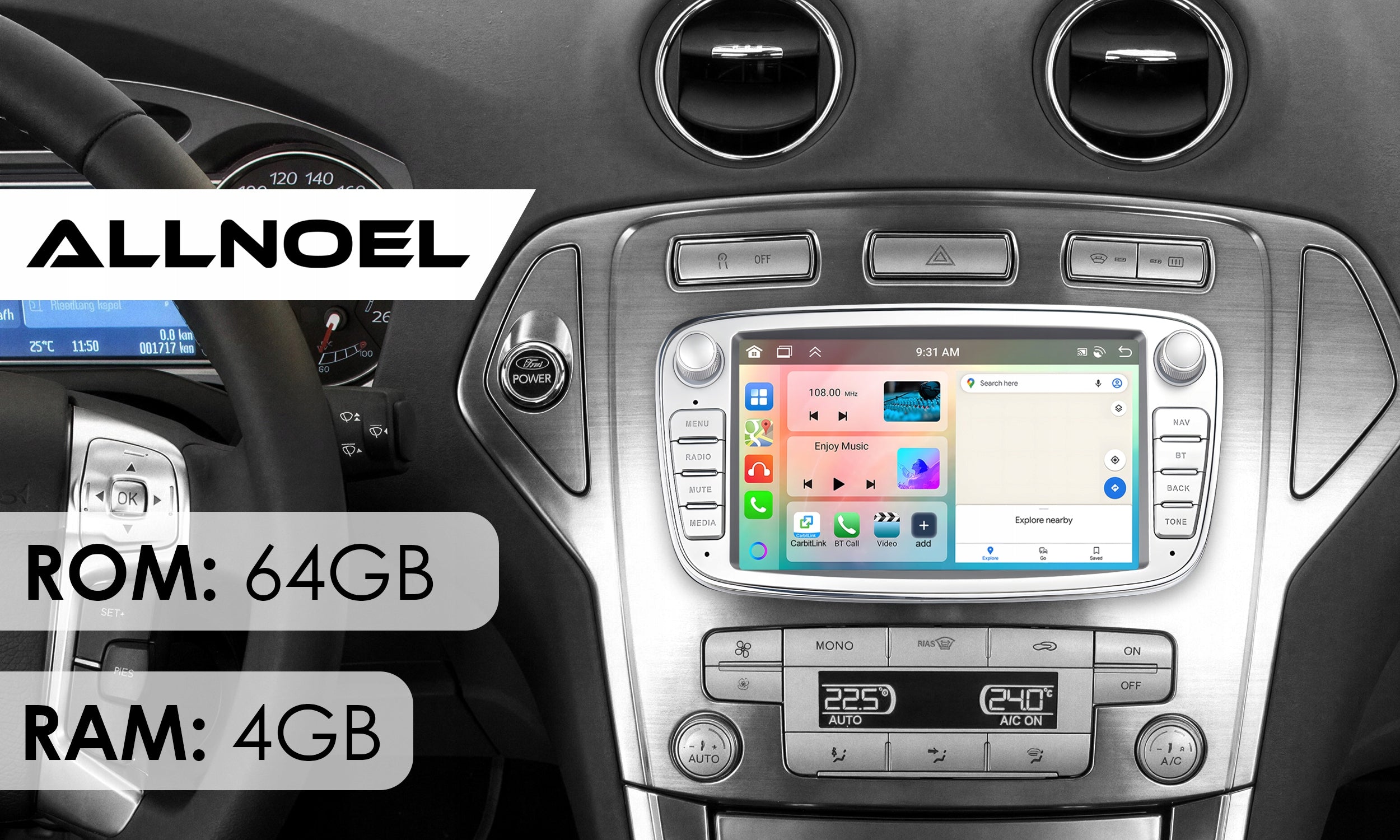 Car radio for FORD MONDEO MK4 FOCUS MK2 MK3 GALAXY CarPlay WiFi GPS Manufacturer code Radio FORD 4 GB RAM
