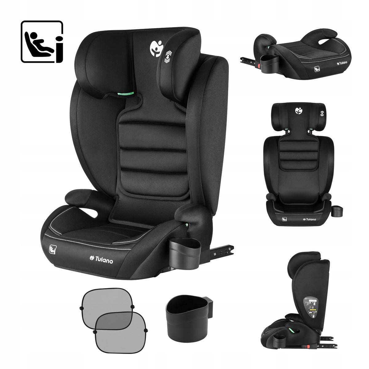 Car seat 15-36kg ISOFIX Tulano STAND i-Size 100-150CM black