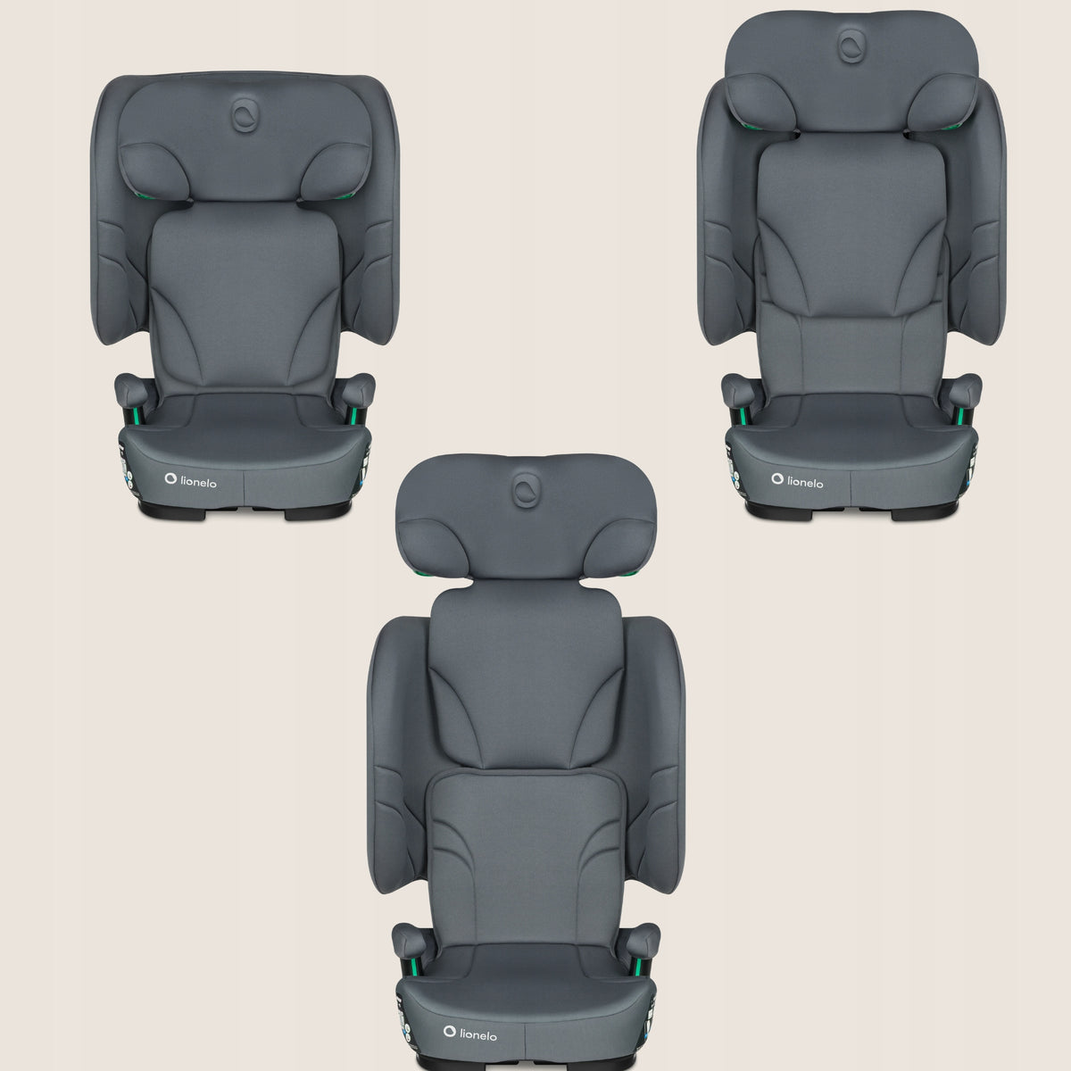 Car seat FOLDING 100-150cm ISOFIX 15-36kg WIDE Lionelo Orin Manufacturer code LO-ORIN I-SIZE GREY GRAPHITE