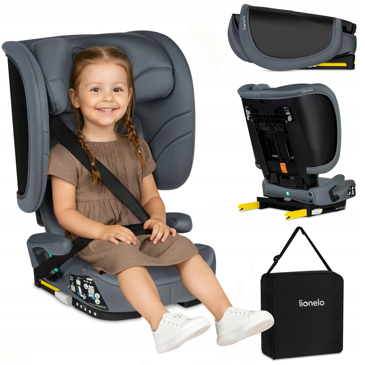 Car seat FOLDING 100-150cm ISOFIX 15-36kg WIDE Lionelo Orin