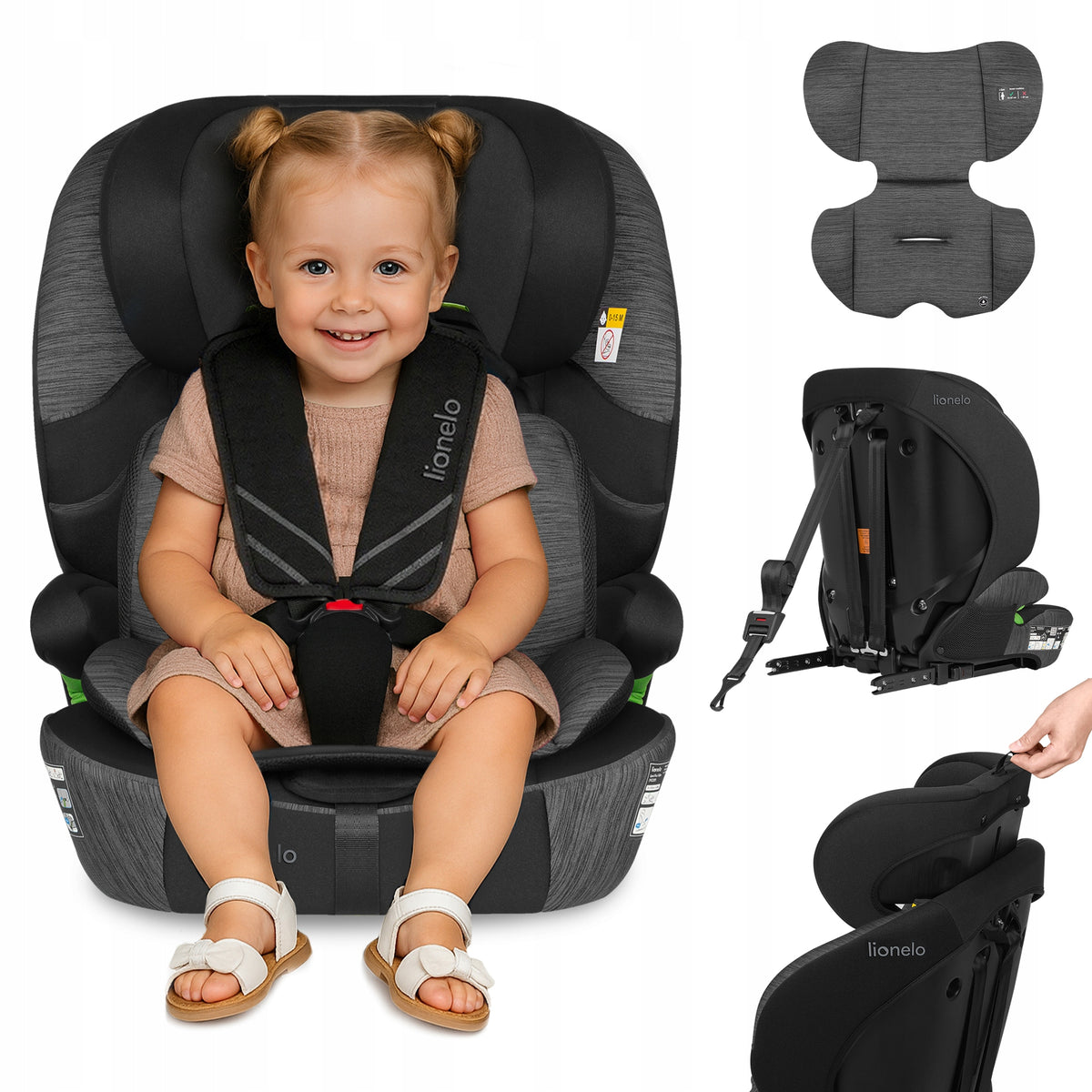 Car seat ISOFIX 76-150 cm 9-36 kg Lionelo LEVI FIX i-Size Packaging status original