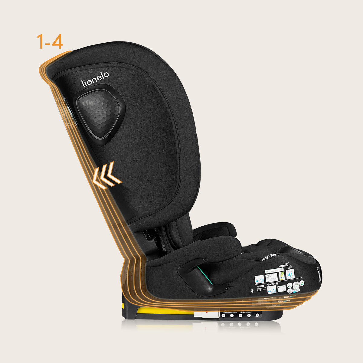 Car seat Lionelo Nelly ISOFIX 9-36 kg Black Carbon 76-150 cm Manufacturer code FOTELIK SAMOCHODOWY I-SIZE REGULOWANY 76-150