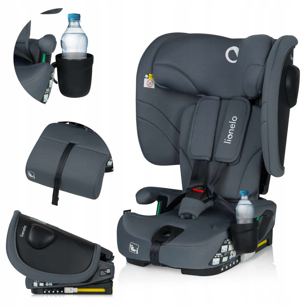 Car seat Lionelo Nelly ISOFIX 9-36 kg Grey Graphite 76-150 cm
