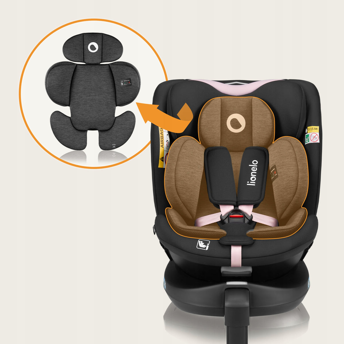 Car seat ROTATING base 360° ISOFIX 40-150cm Lionelo Navy i-Size Manufacturer code Wentylowana skorup, Dri-Seat, EasyTurn
