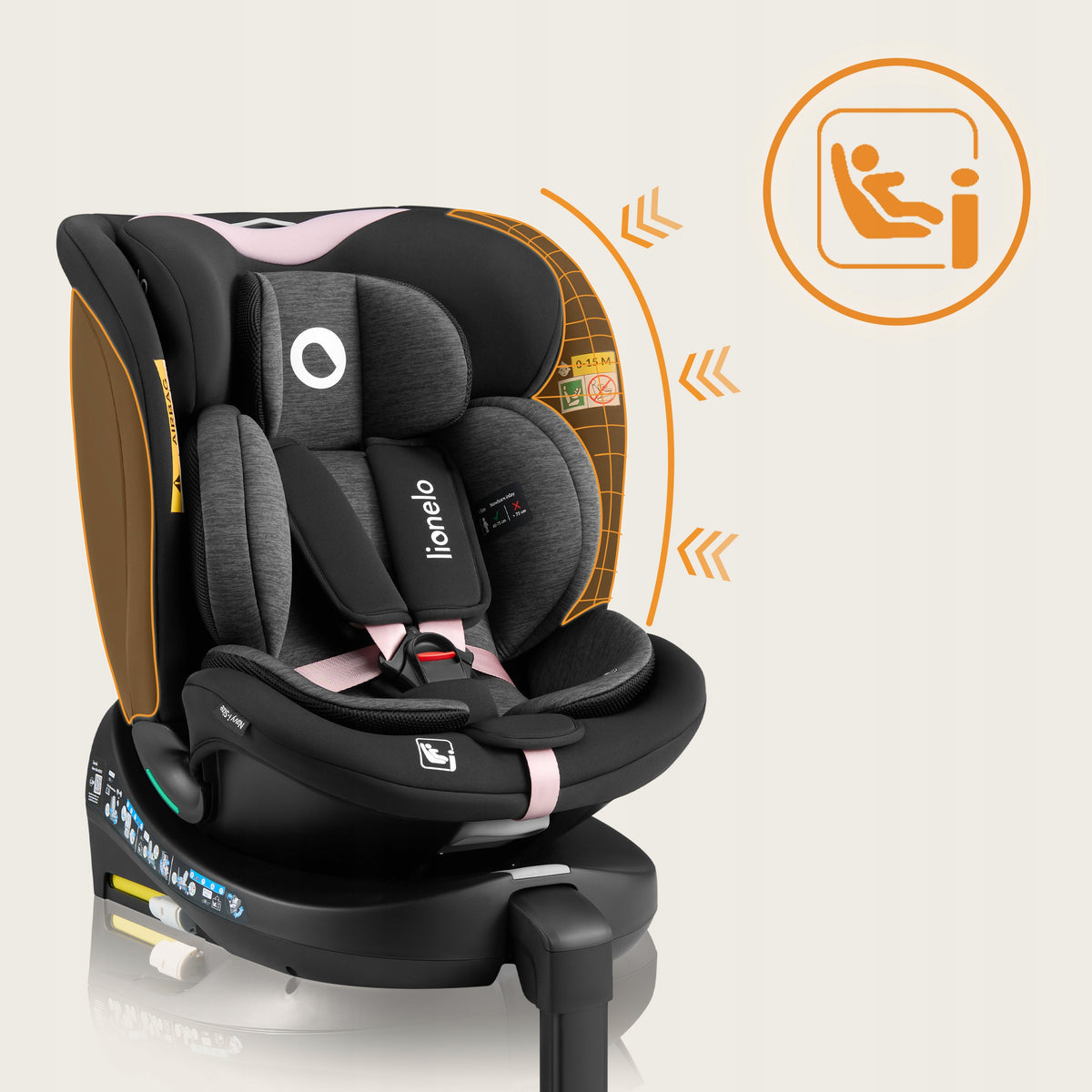 Car seat ROTATING base 360° ISOFIX 40-150cm Lionelo Navy i-Size Packaging status original