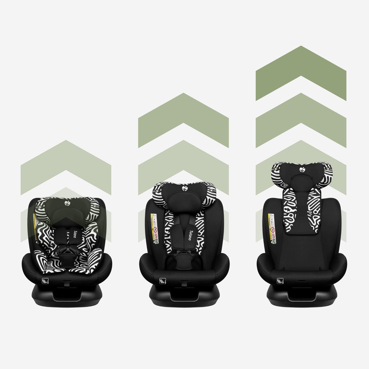 Car seat TULANO i-Size R129 adjustable 40-150cm + WINDOW COVERS Manufacturer code TN-LOOM 15 BLACK MONO