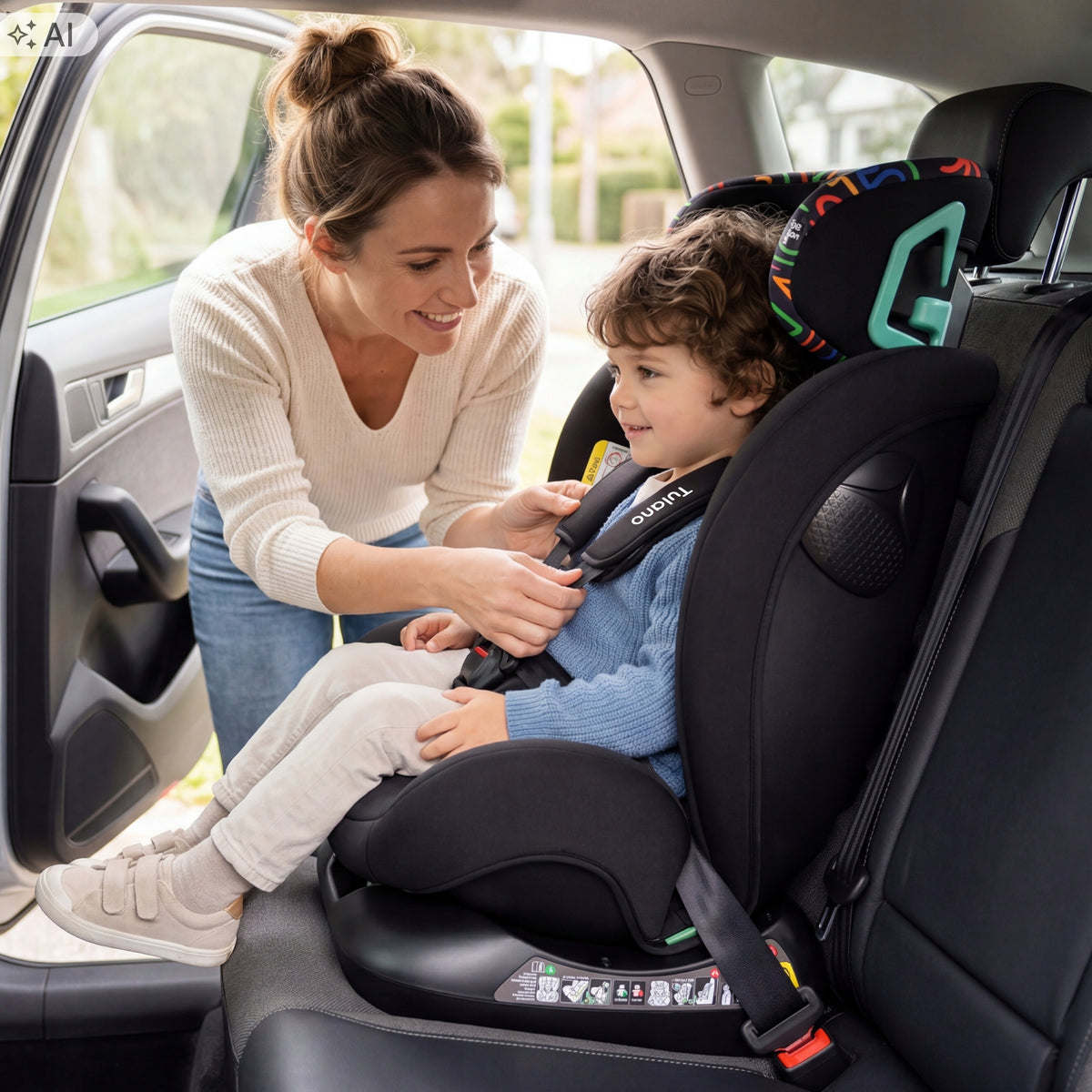 Car seat i-Size Tulano FOR CHILDREN 40-150CM 0-36kg + WINDOW COVERS Manufacturer code TN-LOOM 15 BLACK-LOCO