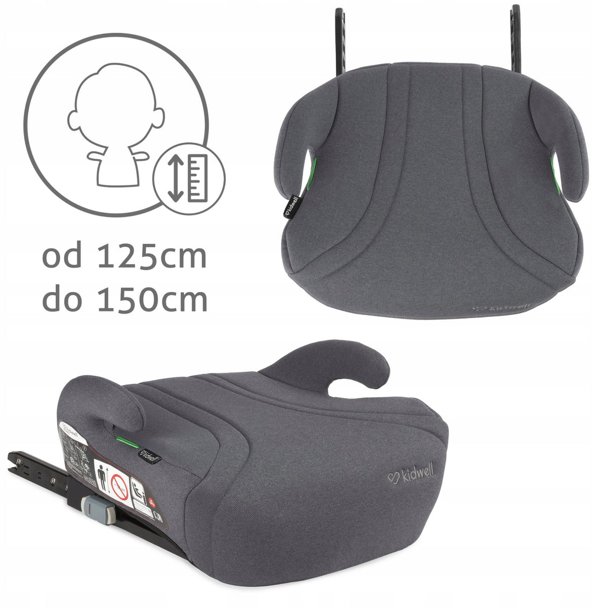 Car seat stand Kidwell BONO I-Size grey ISOFIX 125-150 cm Additional features armrests removable upholstery