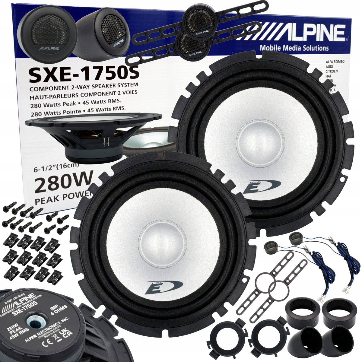 Car speakers ALPINE SXE-1750S 16,5 cm 280W BASS + TWEETER