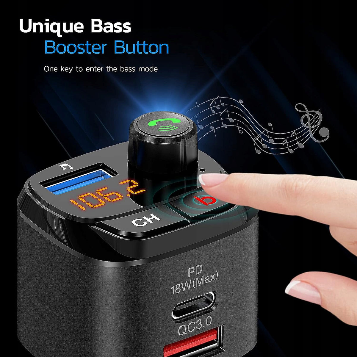 Car transmitter charger 3.0 Nulaxy NX12 Bluetooth 5.0 FM transmitter Brand Nulaxy