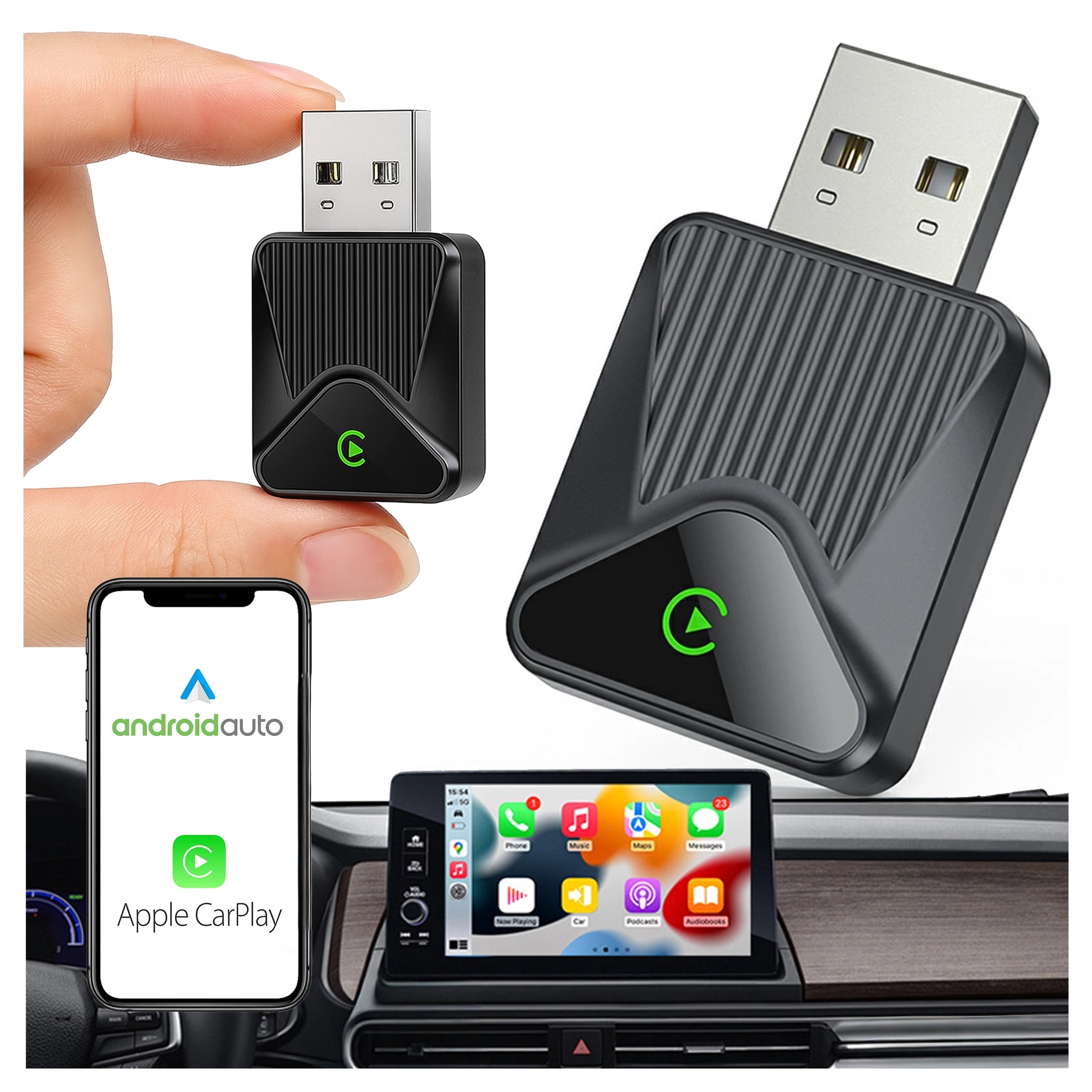 CarPlay Adapter Wireless 5.8GHz Plug&Play iOS/Android Auto USB USB-C Brand Alogy