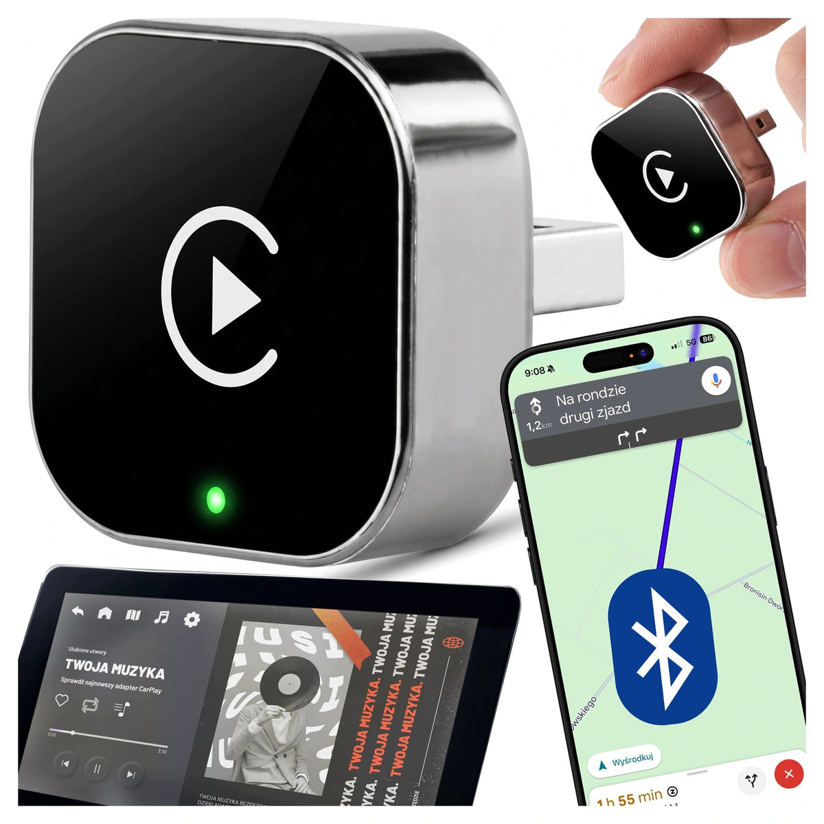 CarPlay Adapter Wireless Bluetooth USB Transmitter iPhone Android Auto