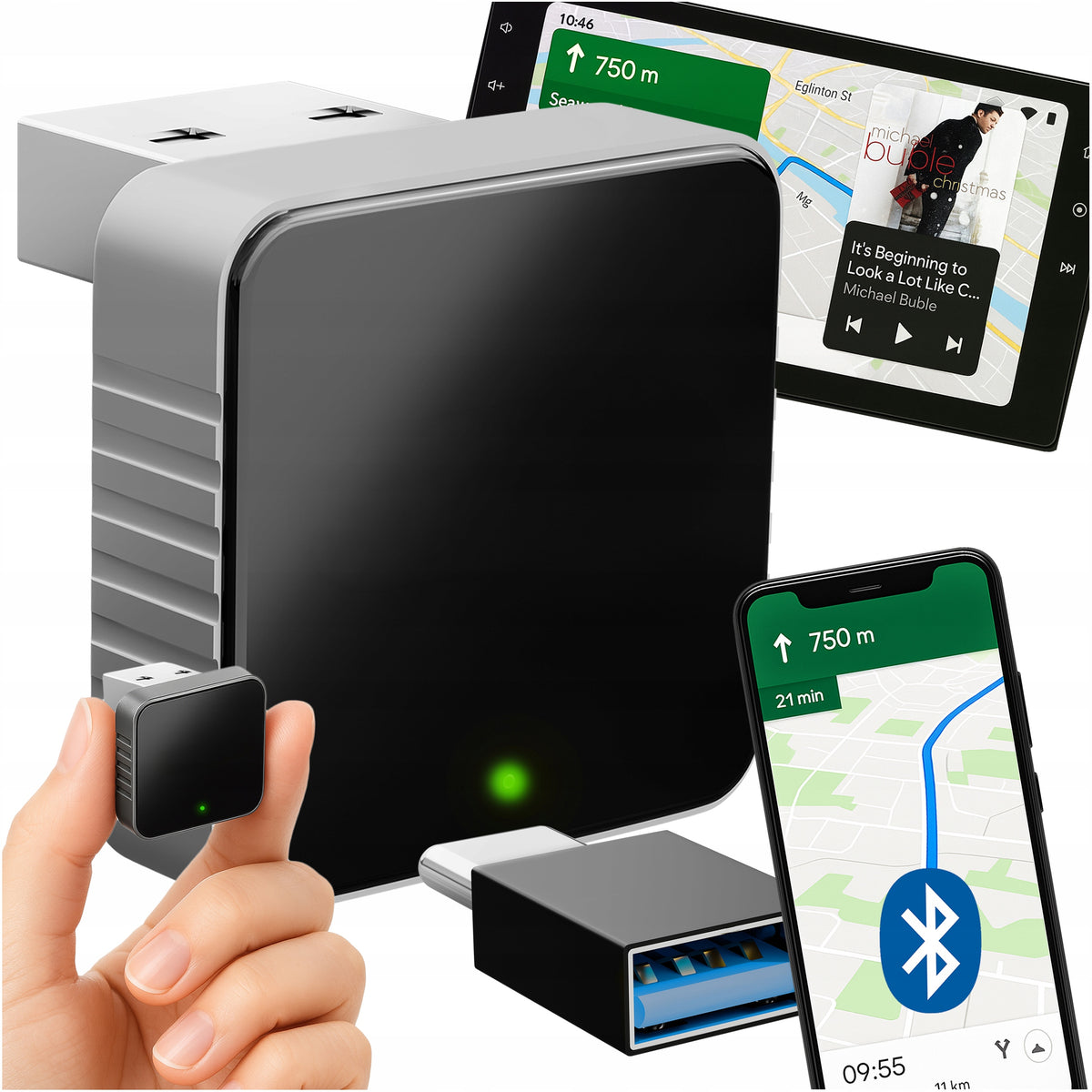 CarPlay Android Auto BT WiFi Wireless Module Adapter for Car