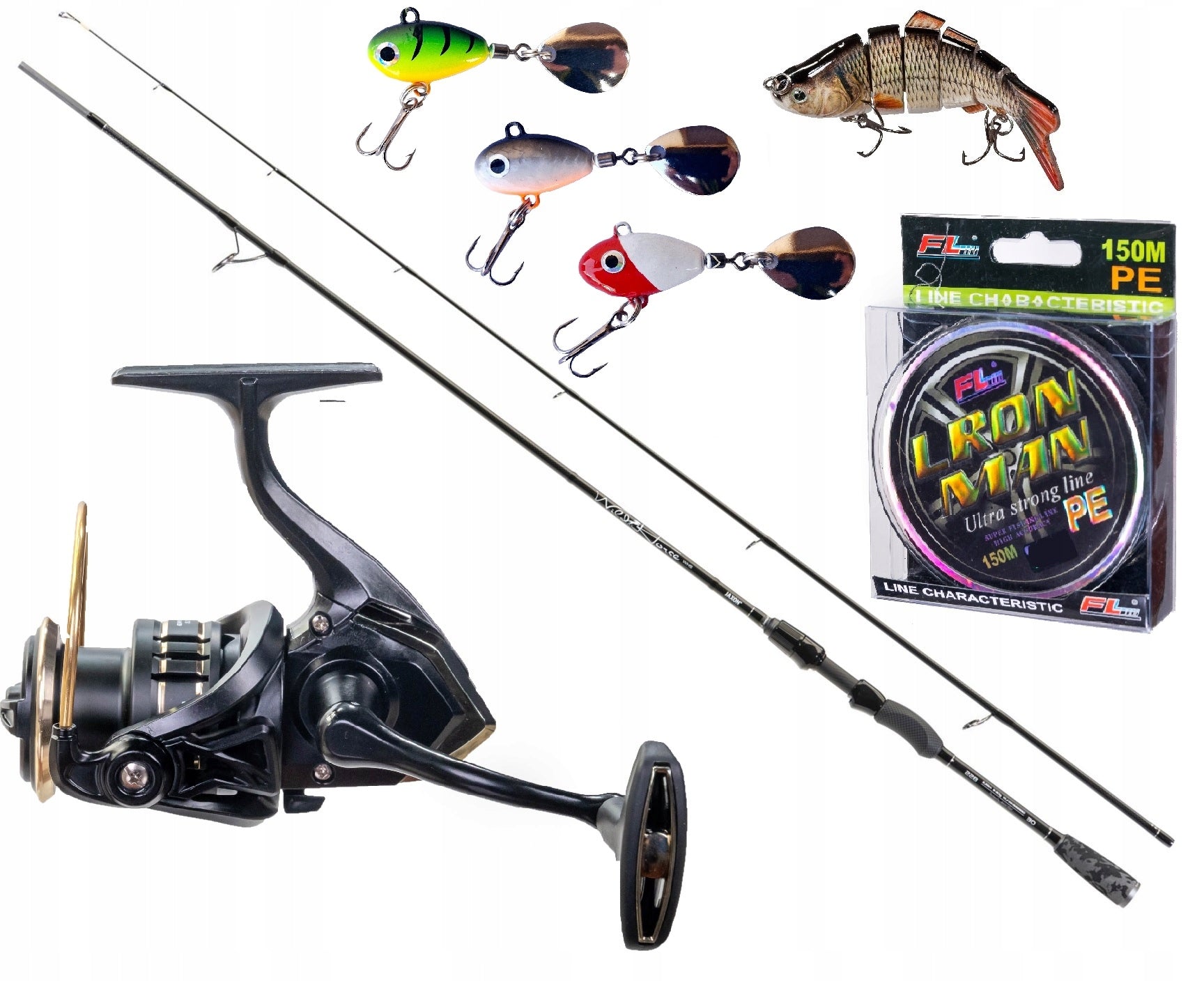 Carbon Fishing Rod Spinning Kit Jaxon for Pike Reel Braid