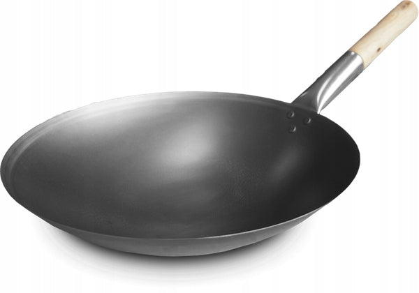 Carbon Steel Wok, Large Wok Round Bottom 38cm (15 Inches) Shine Farm Brand no brand