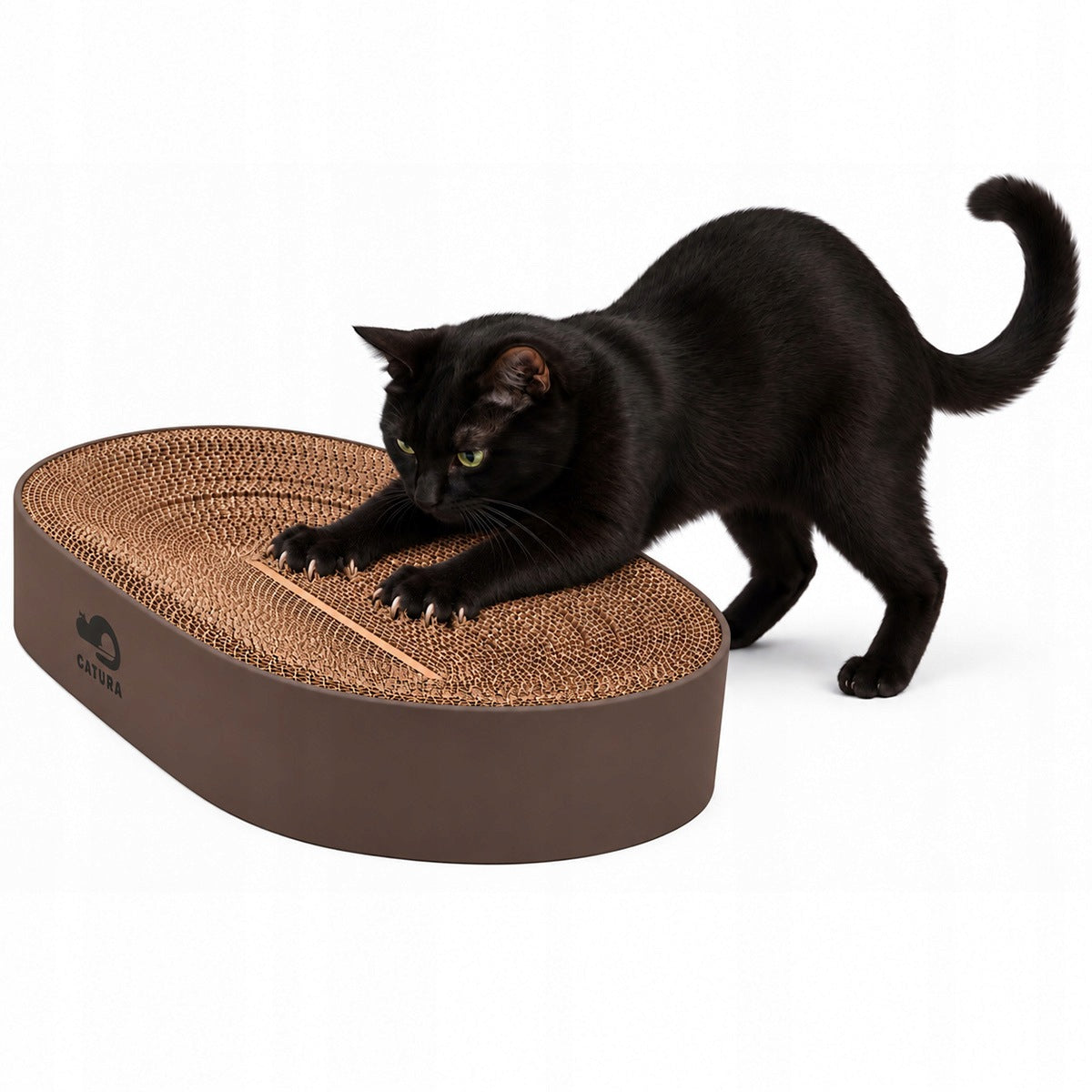 Cardboard SCRATCHER for cat CATURA 2in1 Cardboard BED 50x33x10 cm Manufacturer code CATURA DRAP OWAL BRN