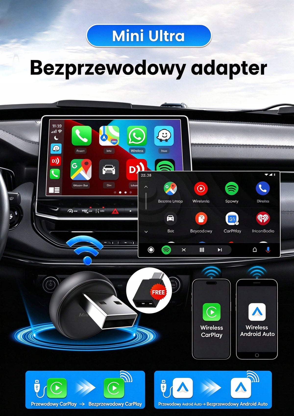 Carlinkit Wireless CarPlay Android Auto Wired to Wireless Adapter Box Manufacturer code mini ultra3