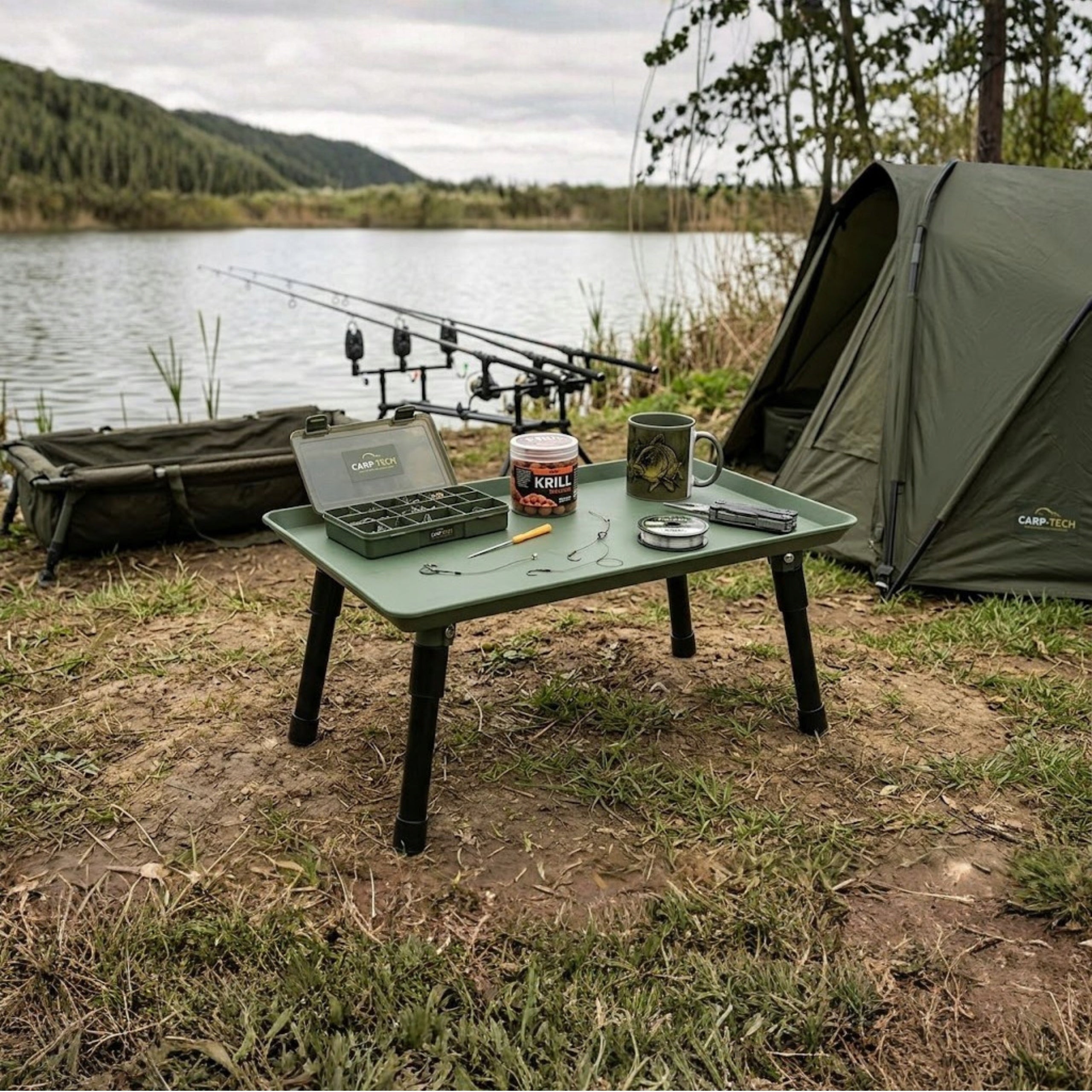 Carp Fishing Table Adjustable Folding for Fish Tent with Edges Packaging status original