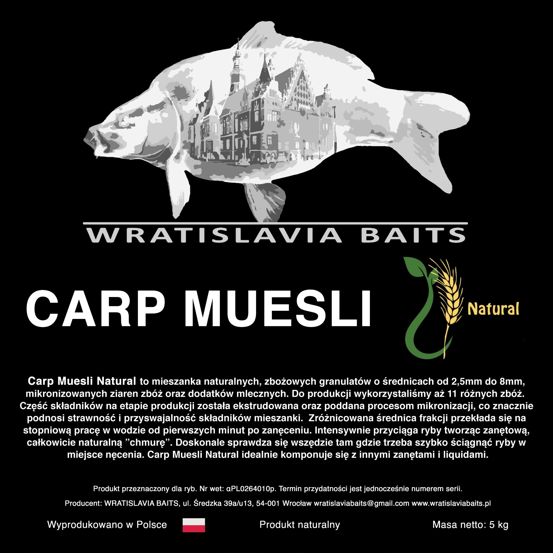 Carp Muesli Natural 5kg Wratislavia Baits, pellet, groundbait EAN (GTIN) 5904121170008