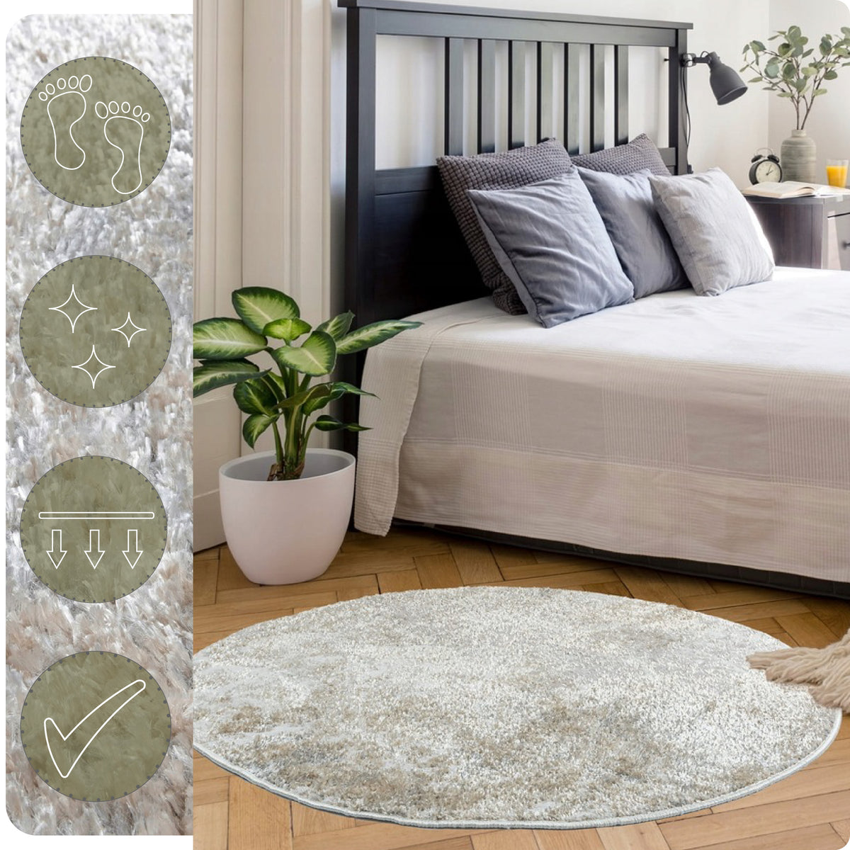 Carpet 120 round MODERN SOFT Venice MARBLE grey Universal Brand e-floor
