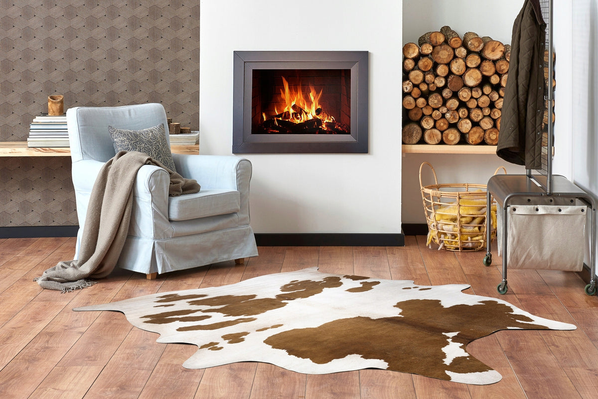 Carpet Artificial Cowhide, Brown and white leather 155x195 cm Manufacturer code C156