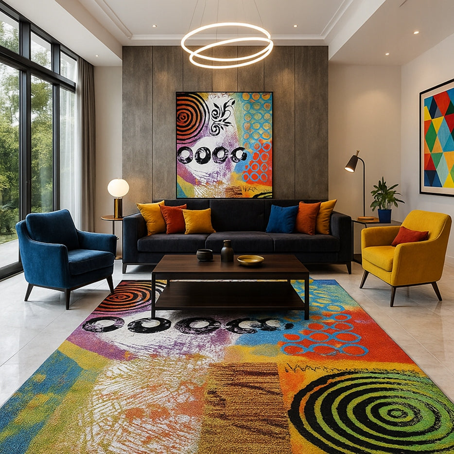 Carpet Colorful FOLKLORE 120x170 cm Abstract Modern Soft for Living Room Packaging status original