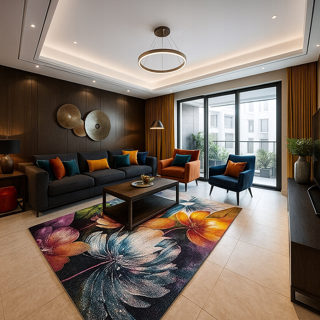 Carpet Colorful FOLKLORE 80x150 cm Floral Modern Soft for Living Room Packaging status original