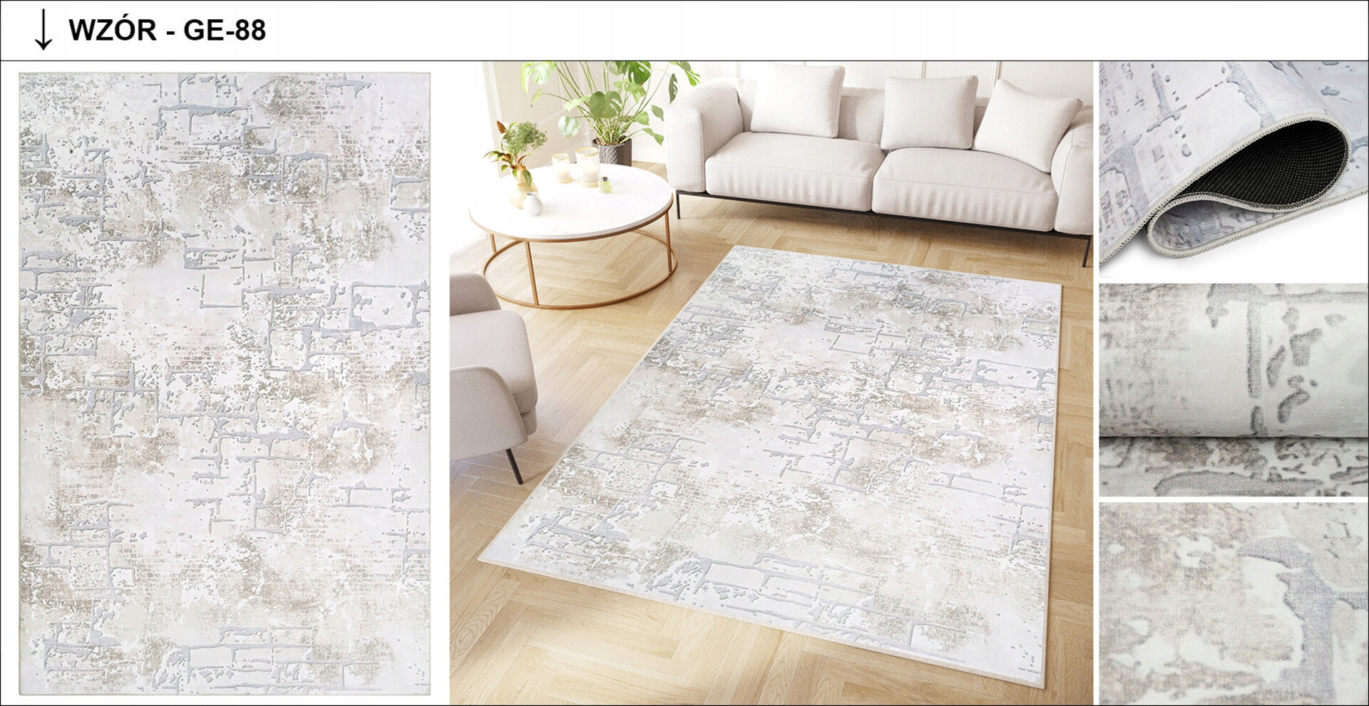 Carpet DOVE 140x200 Modern Fashionable Elegant Anti-slip Printed Manufacturer code Dywan DOVE Drukowany Antypoślizgowy