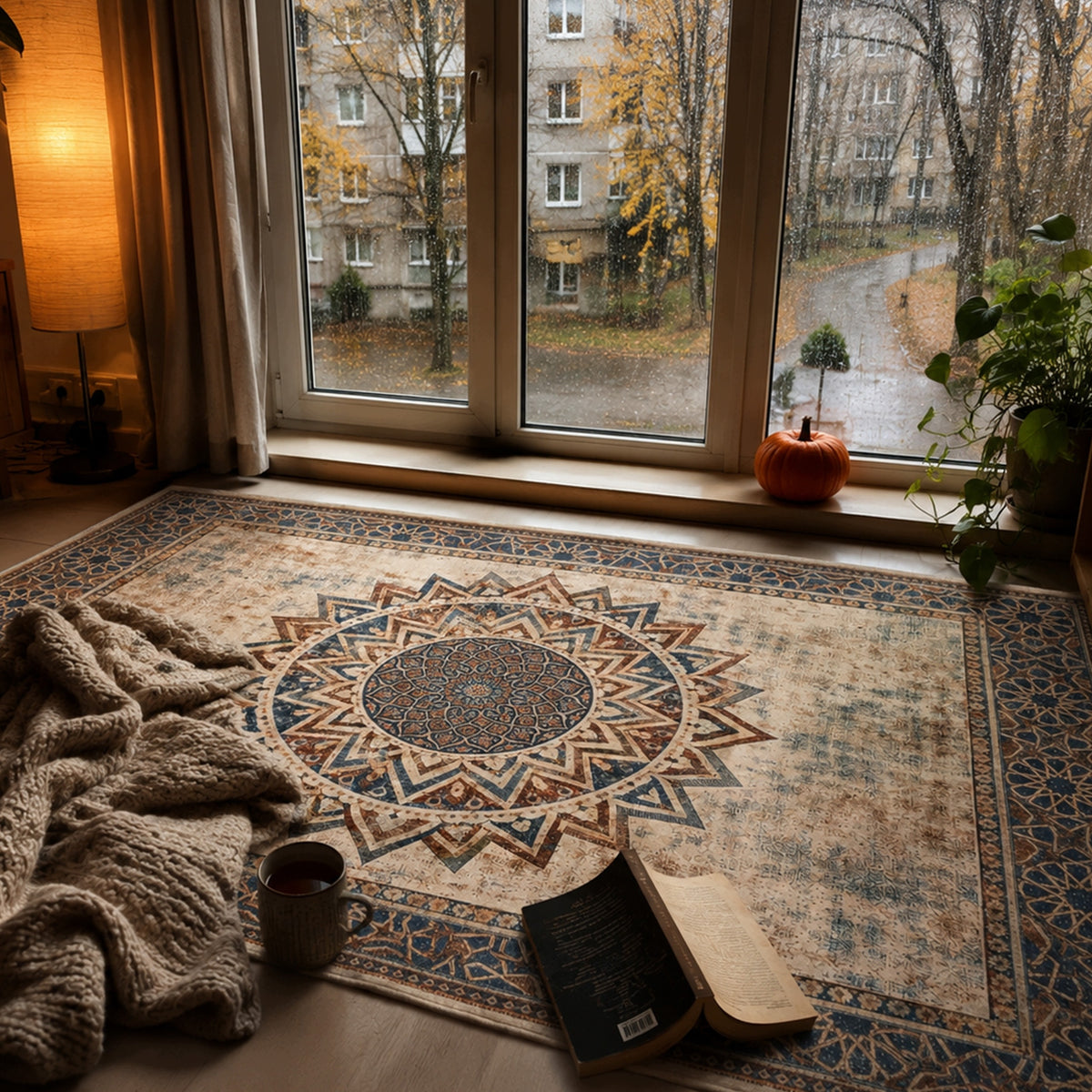 Carpet Mandala for living room 140x200 oriental NOVO non-slip soft Brand Strado