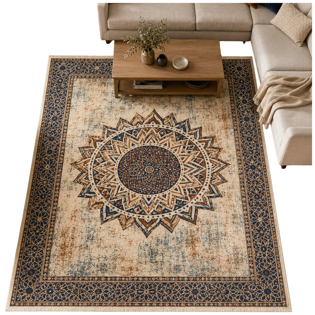 Carpet Mandala for living room 140x200 oriental NOVO non-slip soft