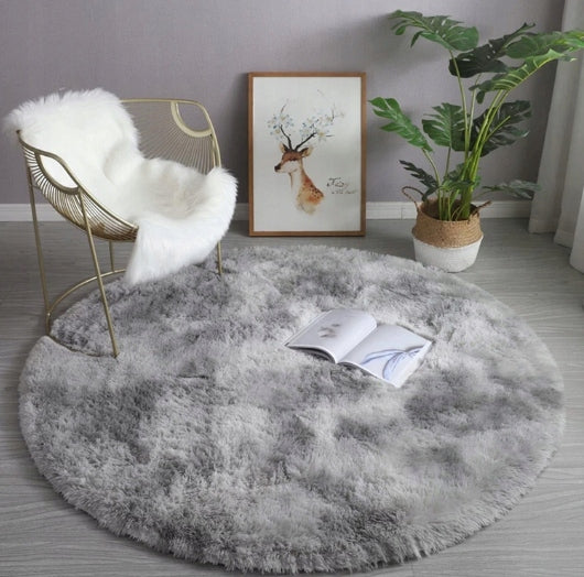 Carpet Plush Round Grey 120 Plush Fluffy Soft for Living Room EAN (GTIN) 1345647743