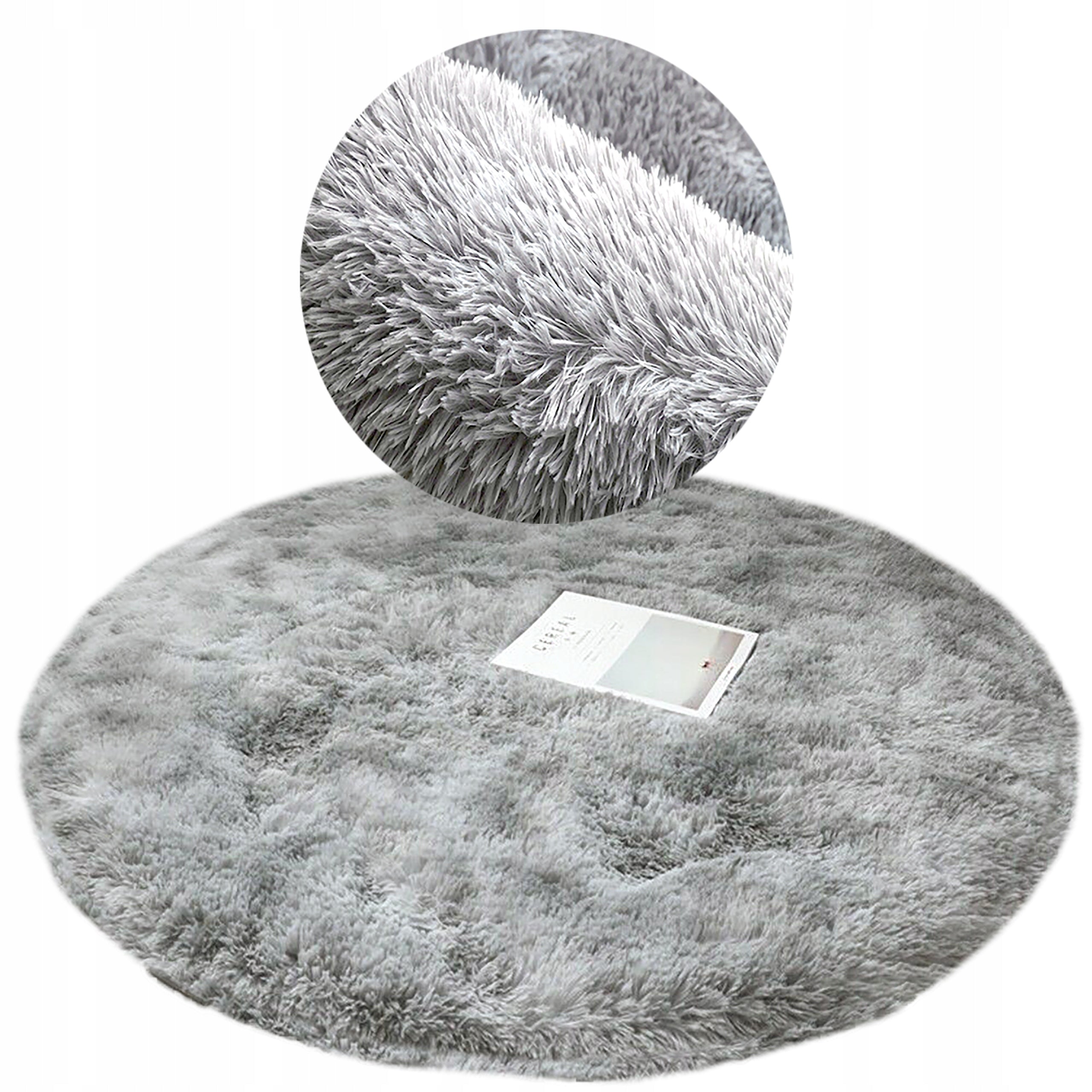 Carpet Plush Round Grey 120 Plush Fluffy Soft for Living Room