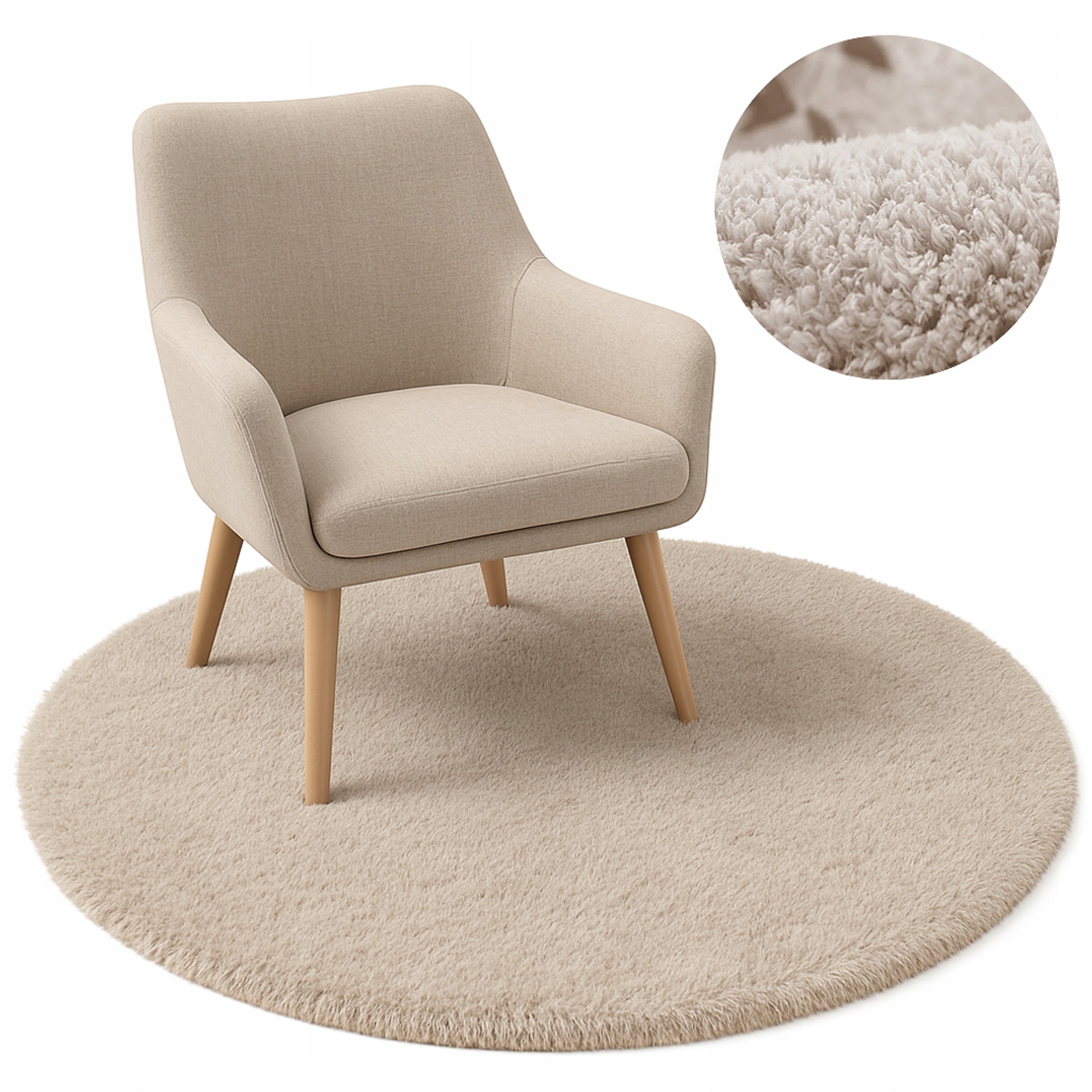 Carpet Round Alpaca non-slip soft modern living room 140x140