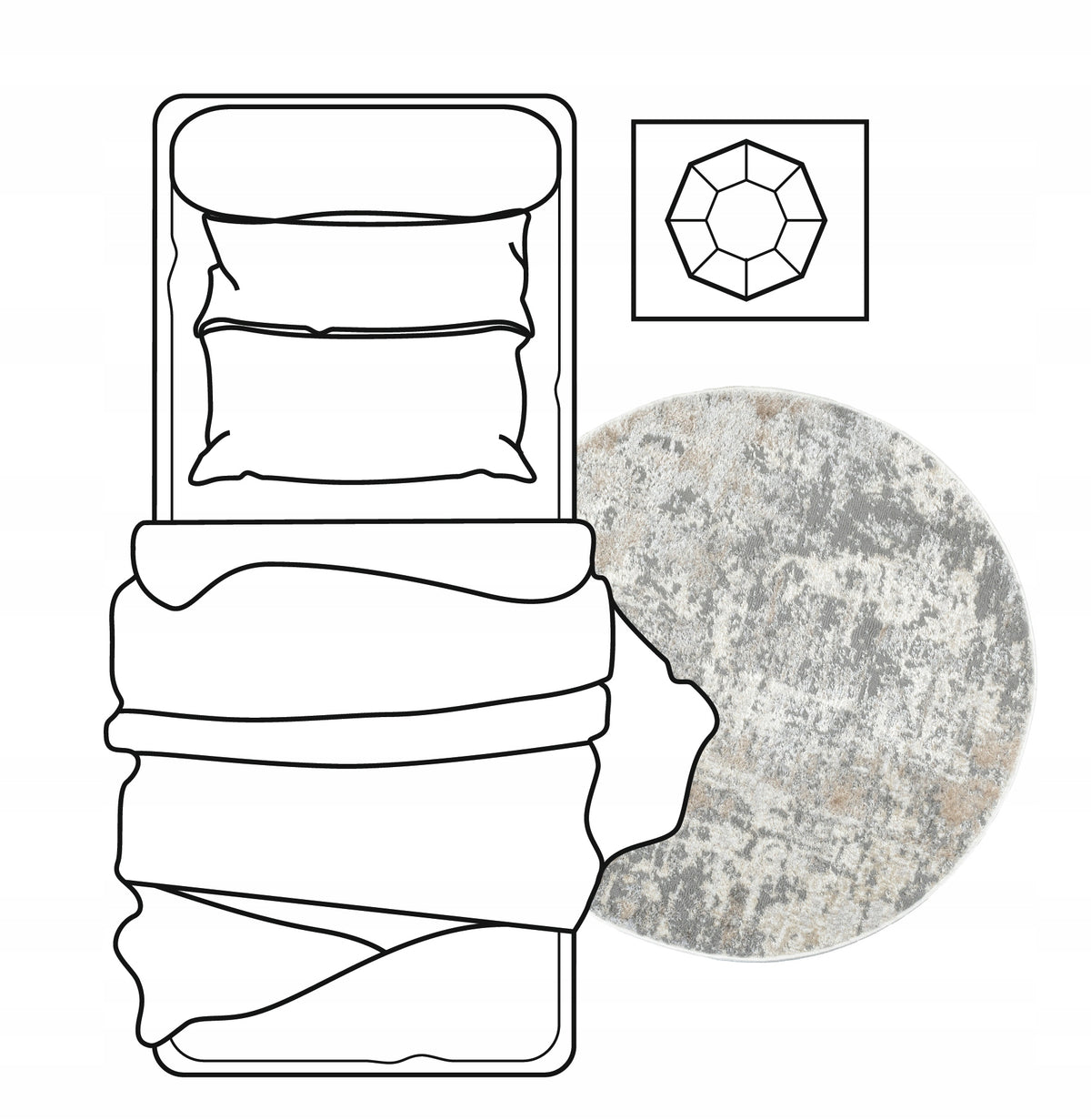 Carpet Round for Living Room Bedroom Modern Grey Puree Glamour Loft Manufacturer code 508502