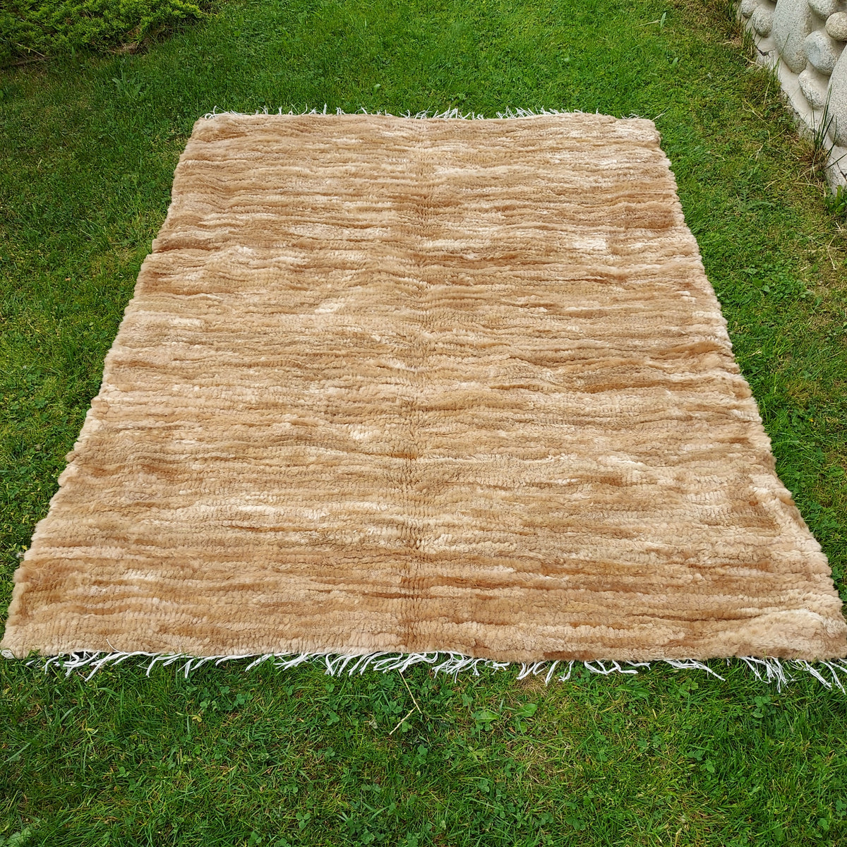 Carpet Sheepskin Woven Bedspread Light Brown Brand no brand