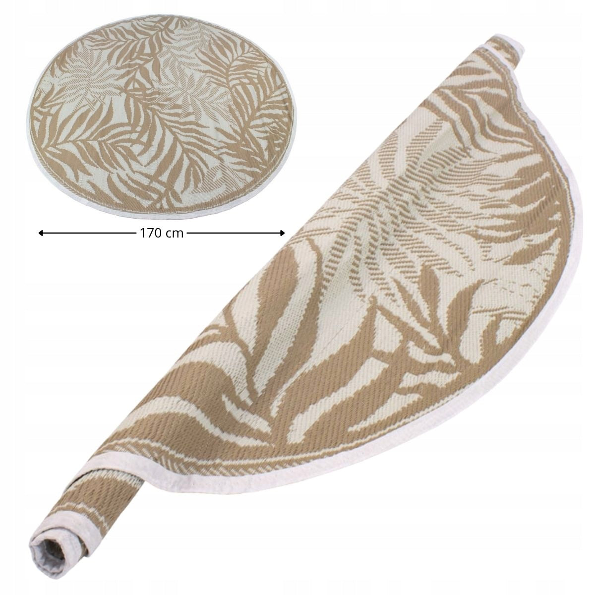 Carpet for BALCONY terrace for kitchen LARGE ROUND beige BOHO leaves WATERPROOF Packaging status original