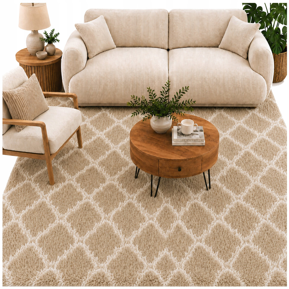 Carpet for living room shaggy DECOR non-slip soft fluffy fashionable 140x200